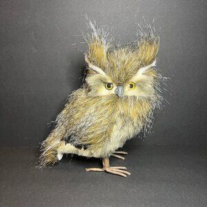 Slickblue Realistic Feathery Brown Winter Owl Figure Rustic Cabin Decor 10"
